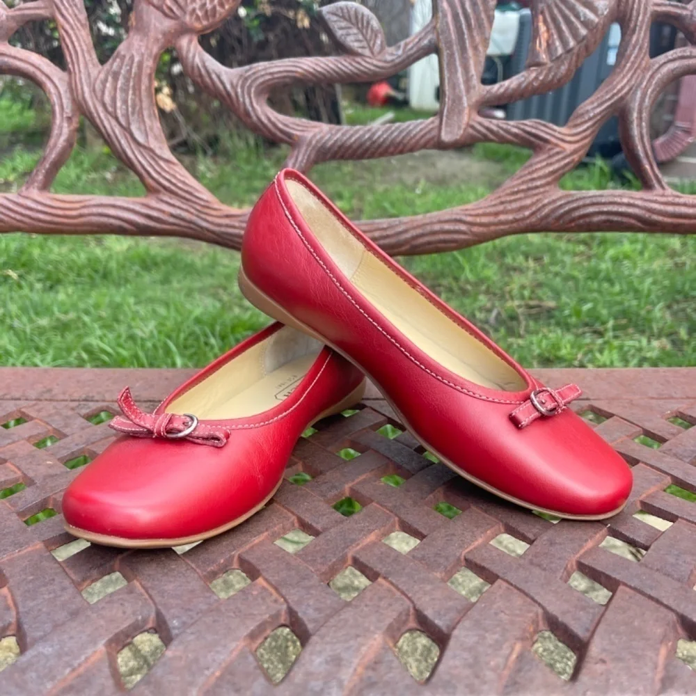 Coach Cherry Red Nappa Leather Ballet Flats Slip On Shoes - Picture 6 of 9